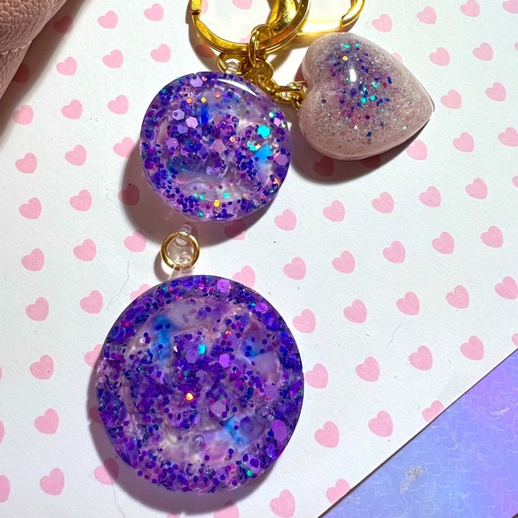 Handmade Purple Glitter Bag Charm - Picture 1 of 2